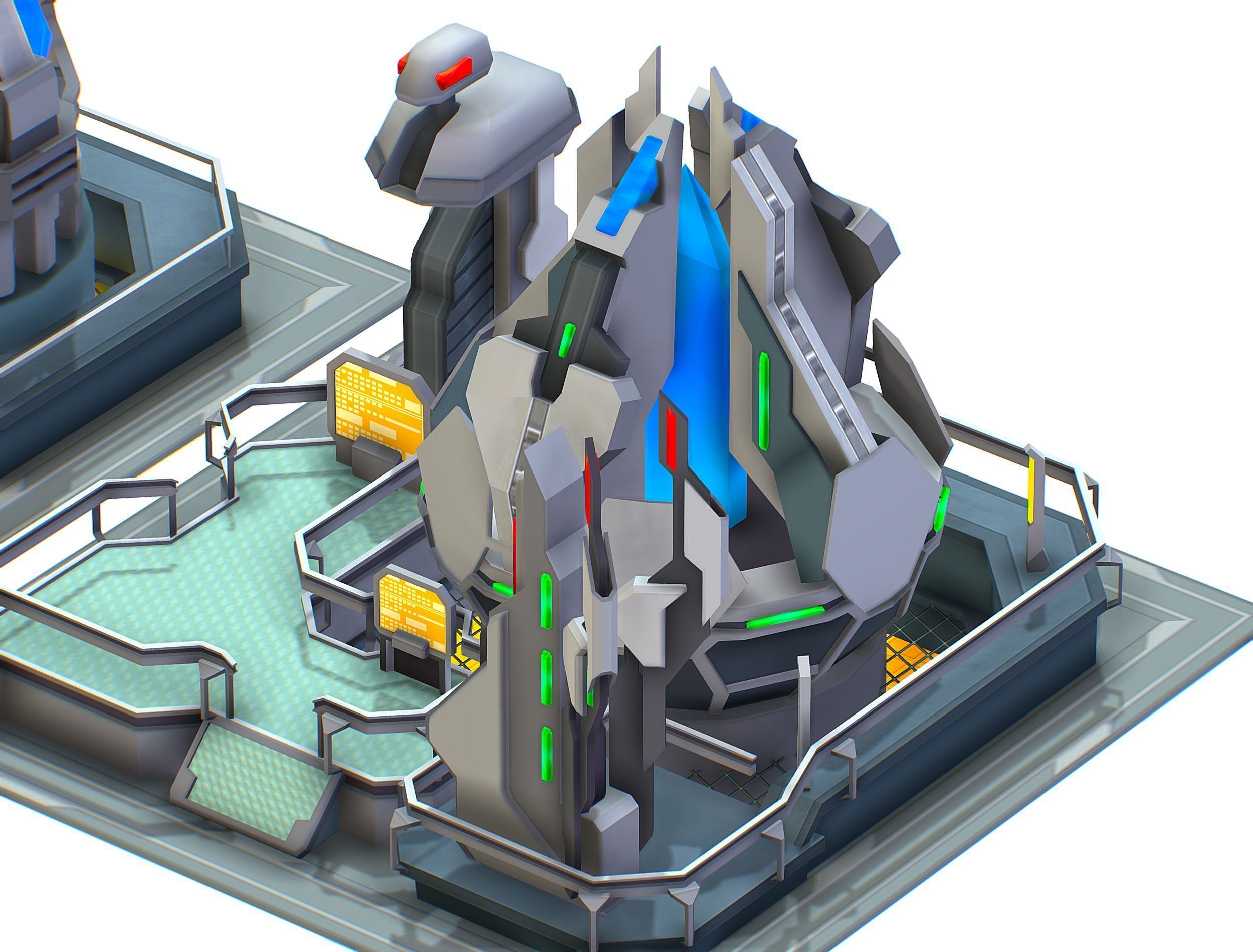 isometrical UFO radar platform station ALL Low-poly 3D model_18
