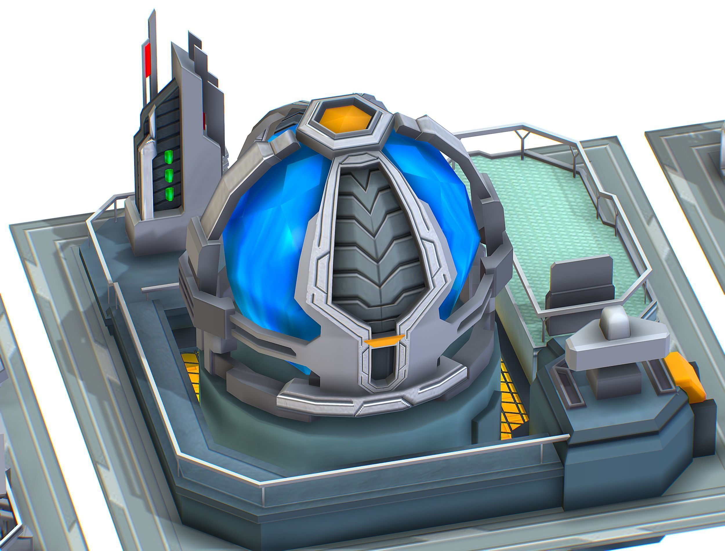 isometrical UFO radar platform station ALL Low-poly 3D model_14