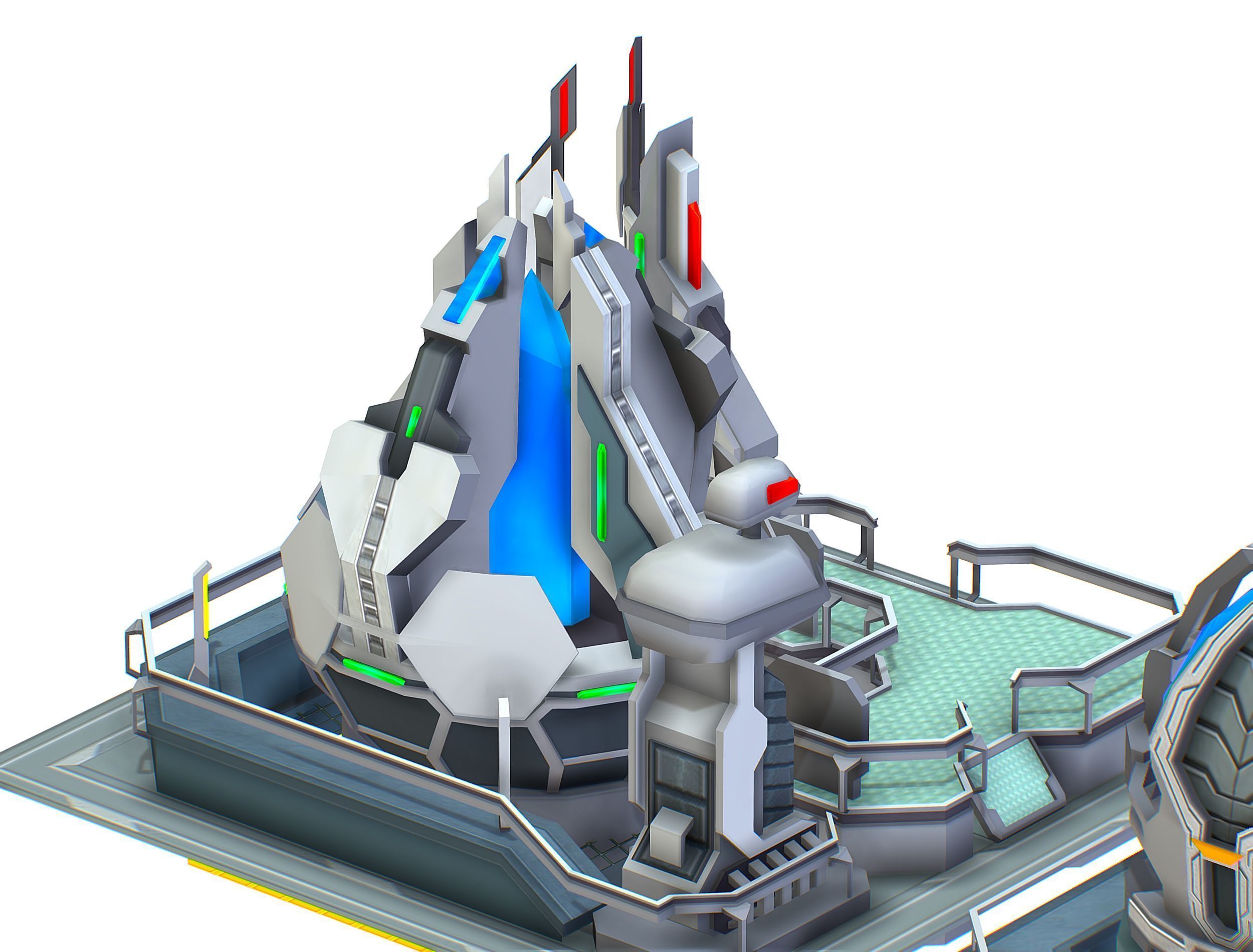 isometrical UFO radar platform station ALL Low-poly 3D model_20