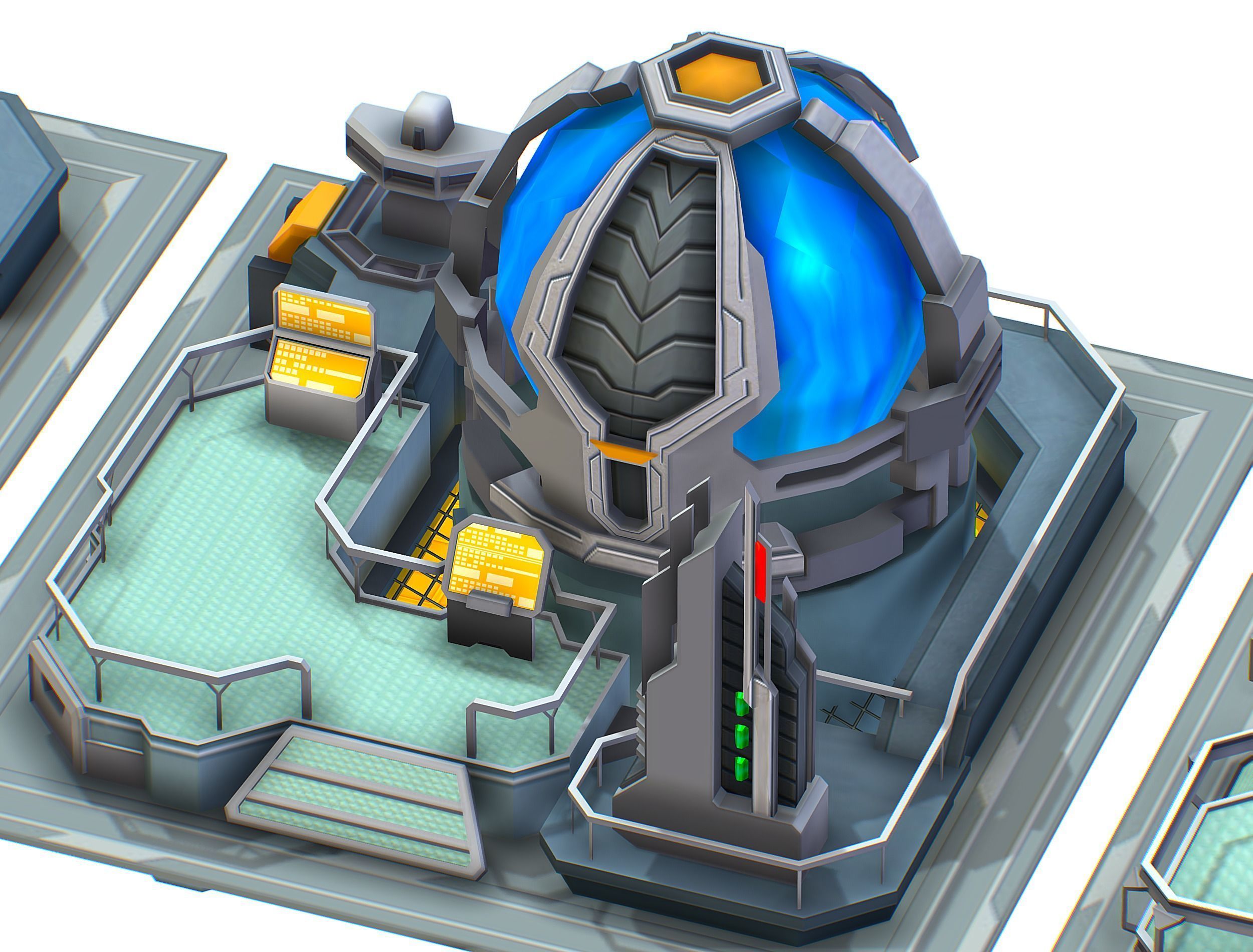 isometrical UFO radar platform station ALL Low-poly 3D model_12