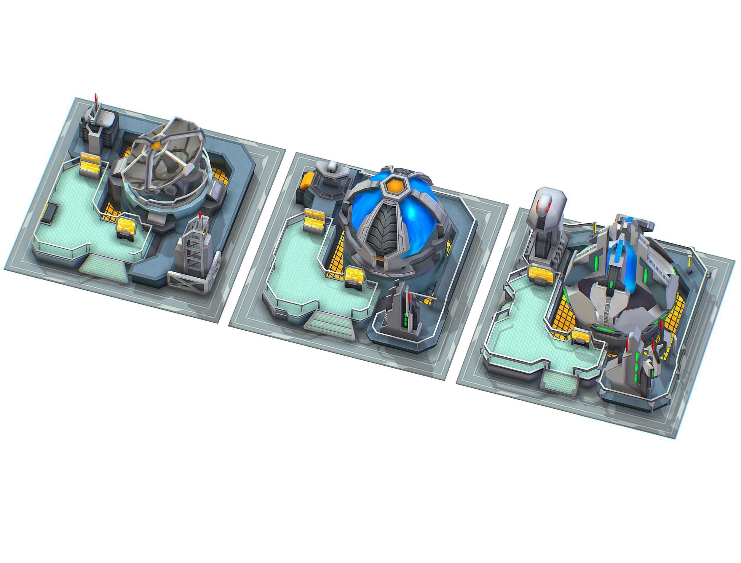 isometrical UFO radar platform station ALL Low-poly 3D model_2