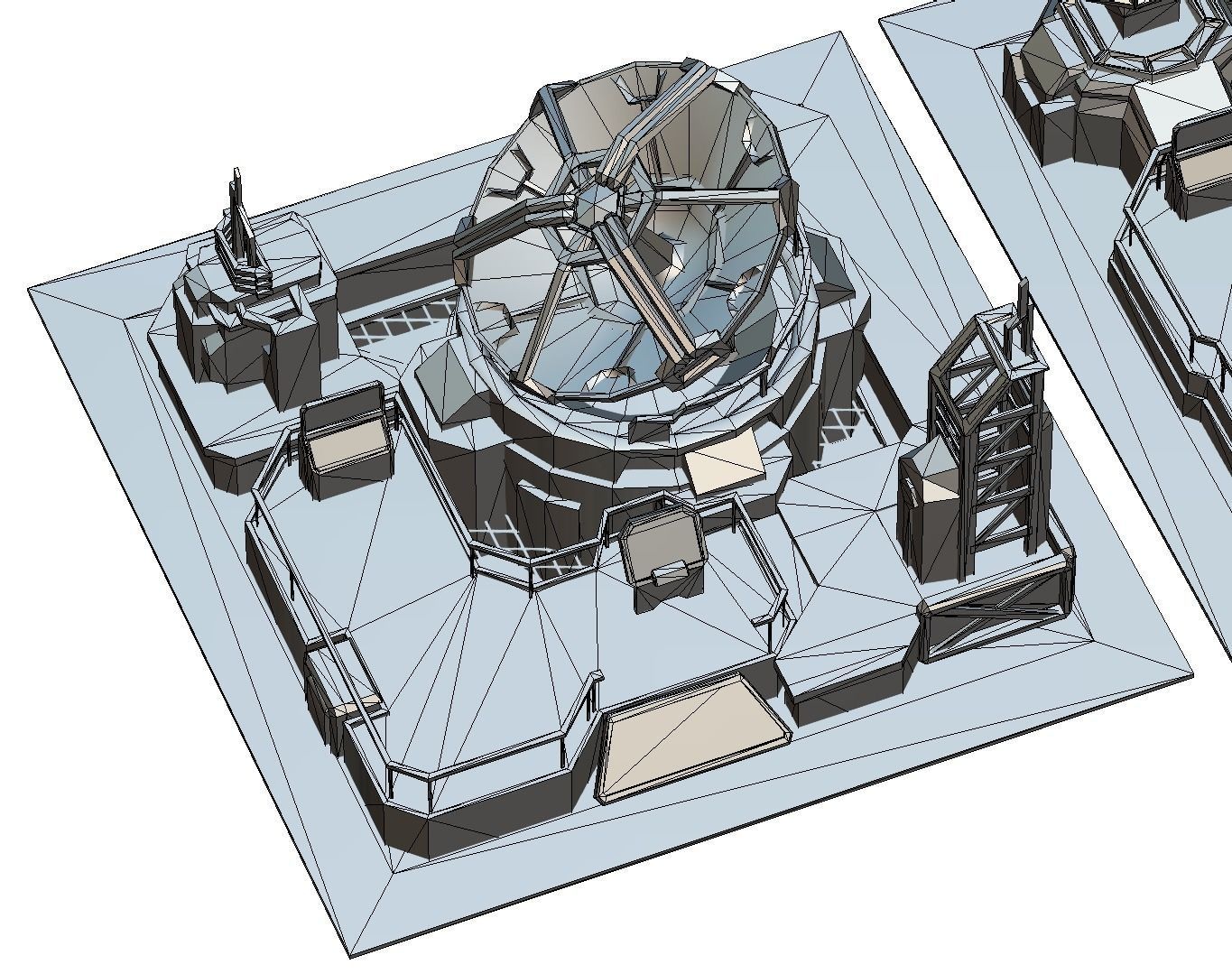 isometrical UFO radar platform station ALL Low-poly 3D model_33
