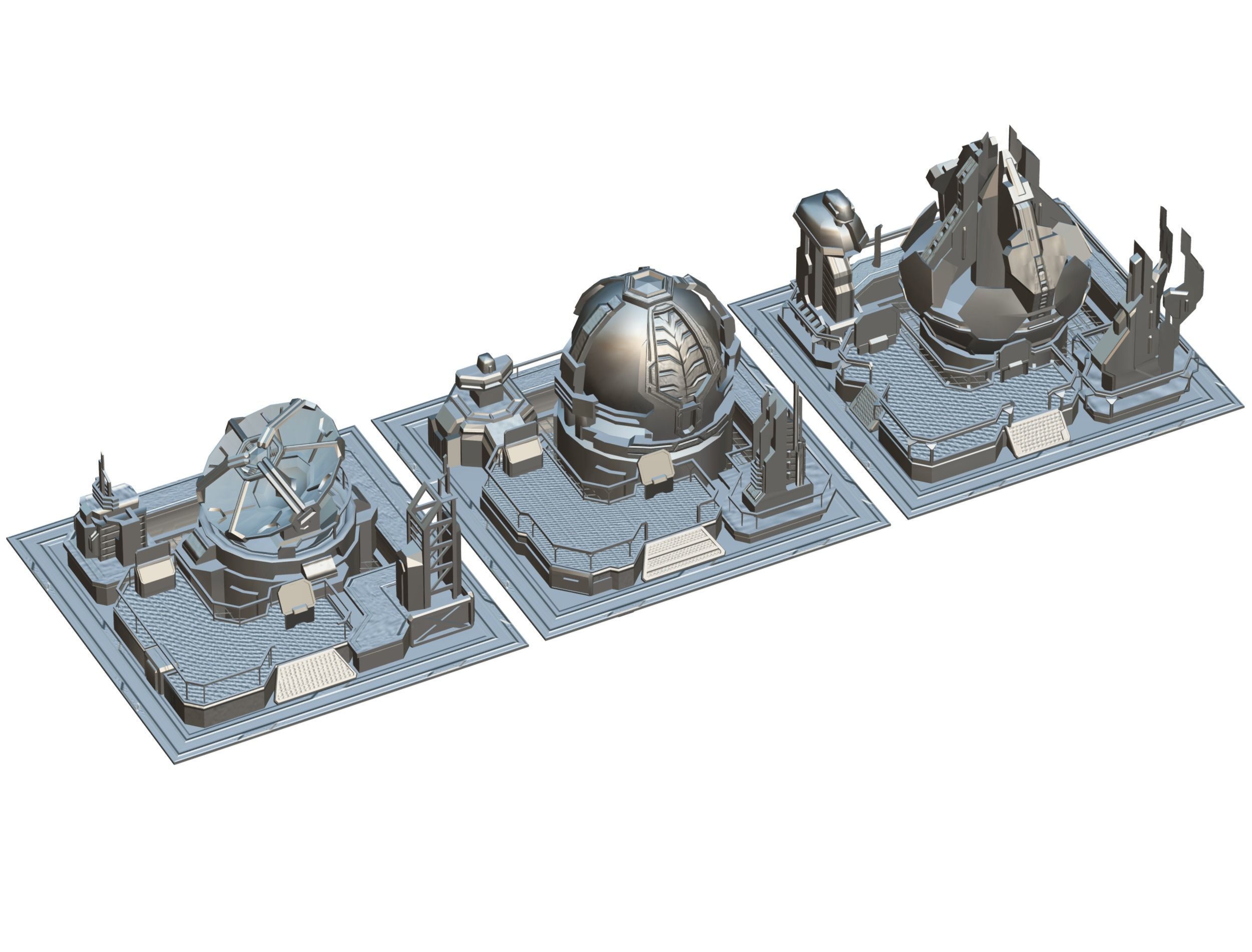 isometrical UFO radar platform station ALL Low-poly 3D model_26