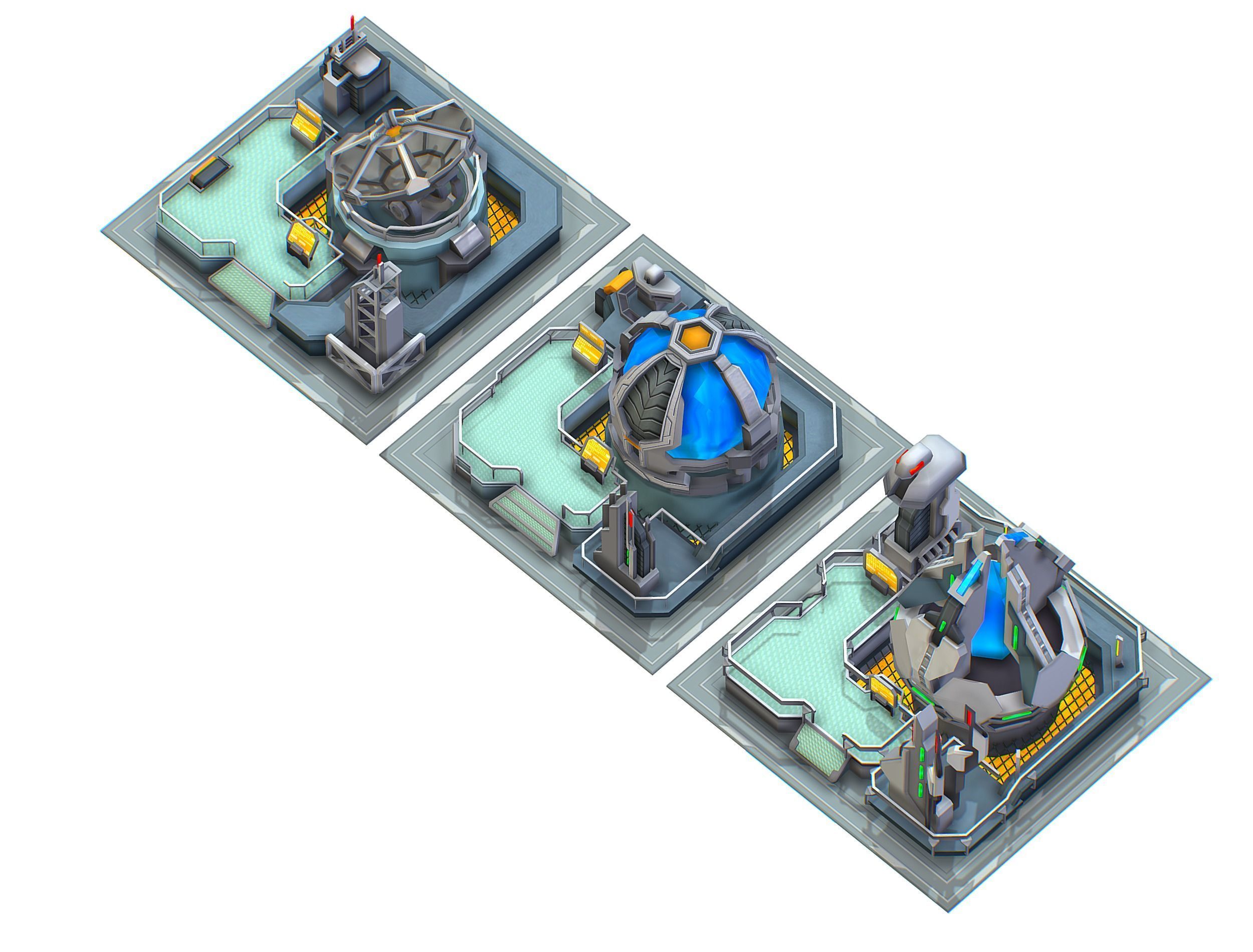 isometrical UFO radar platform station ALL Low-poly 3D model_3