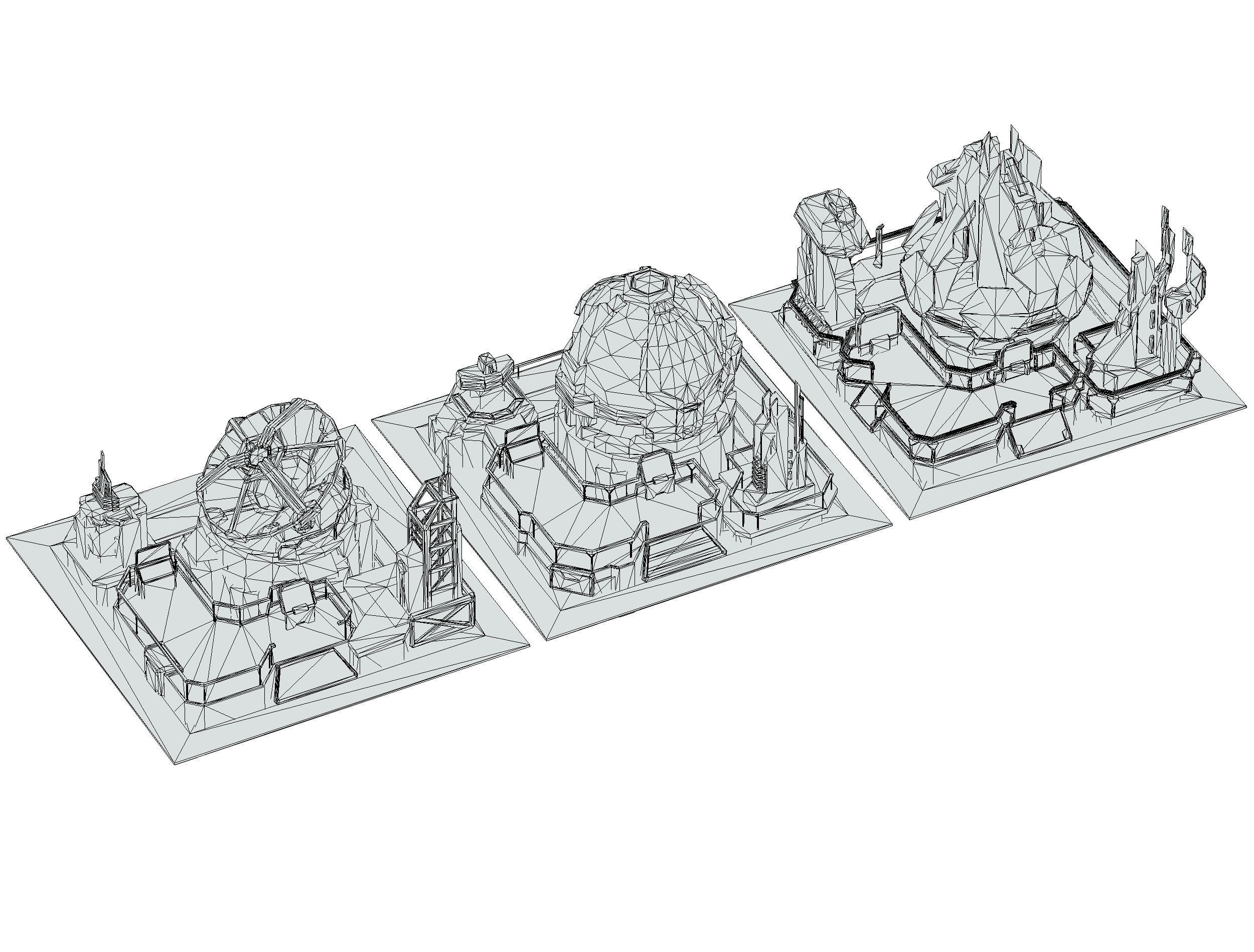 isometrical UFO radar platform station ALL Low-poly 3D model_27