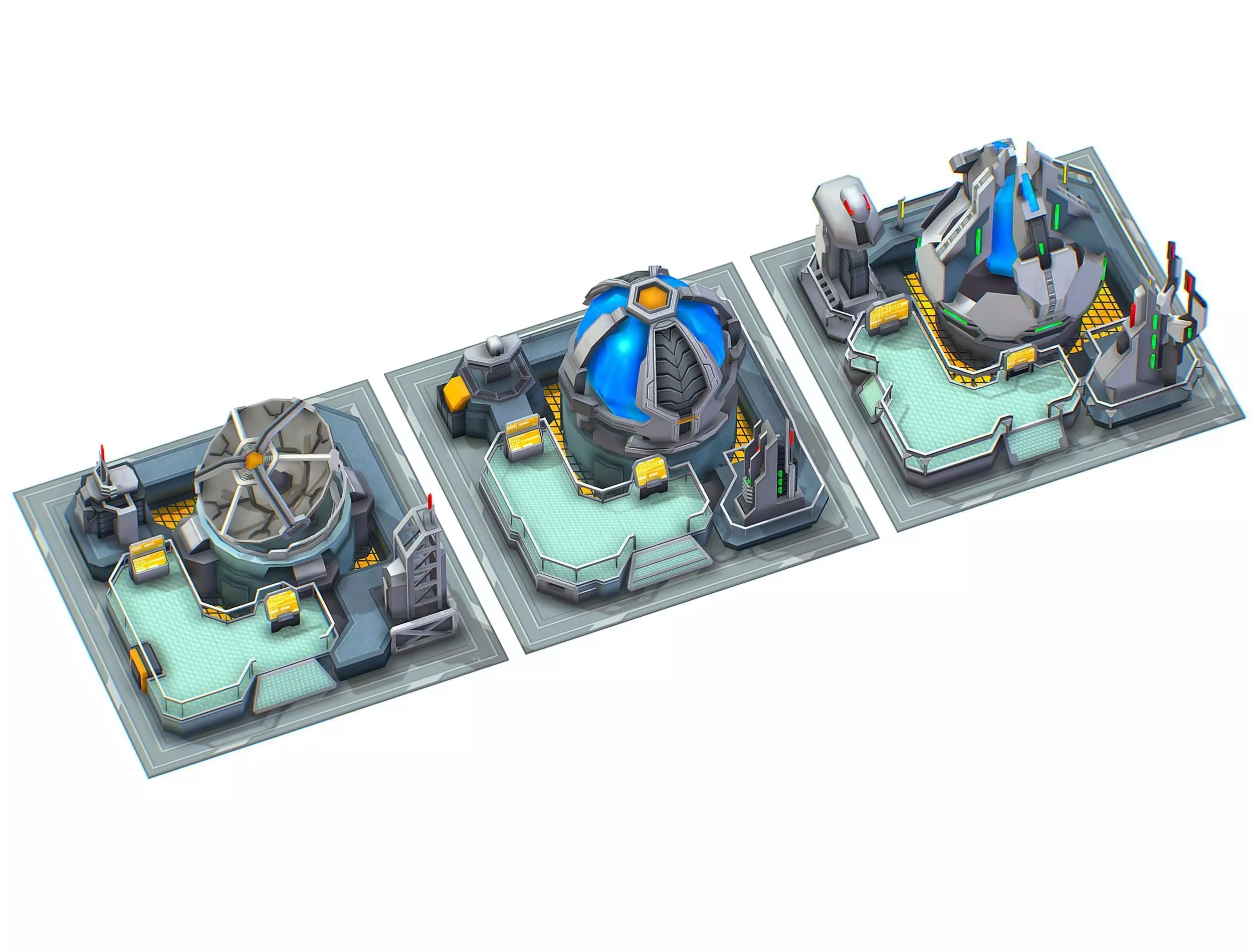 isometrical UFO radar platform station ALL Low-poly 3D model_0