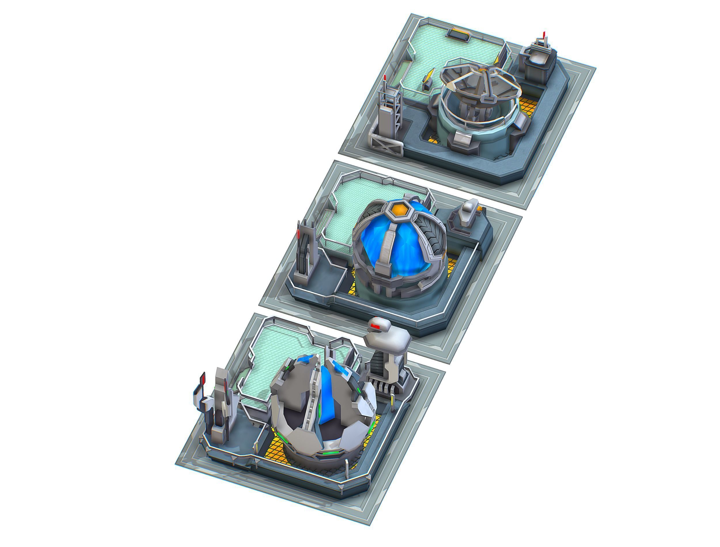 isometrical UFO radar platform station ALL Low-poly 3D model_4