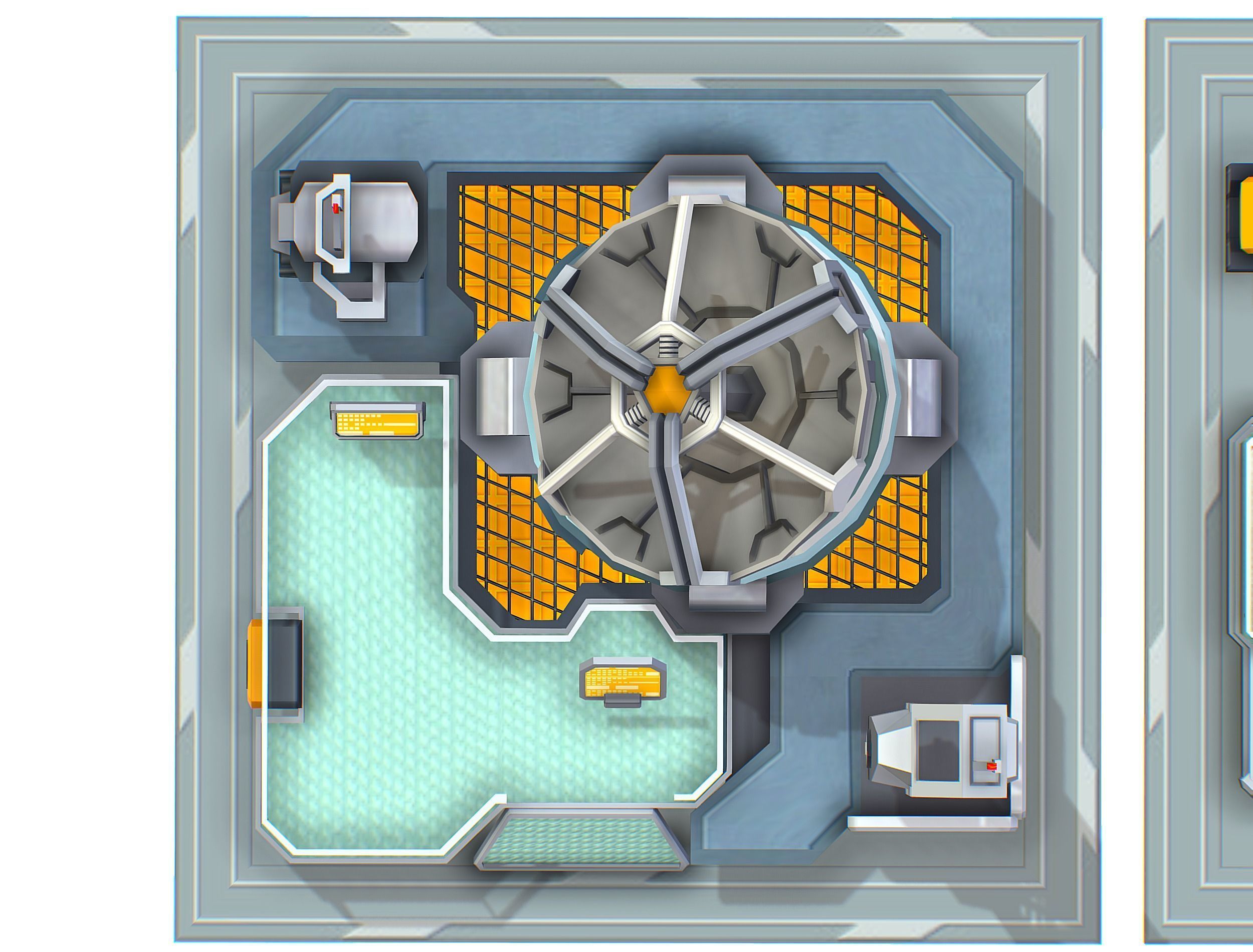 isometrical UFO radar platform station ALL Low-poly 3D model_23