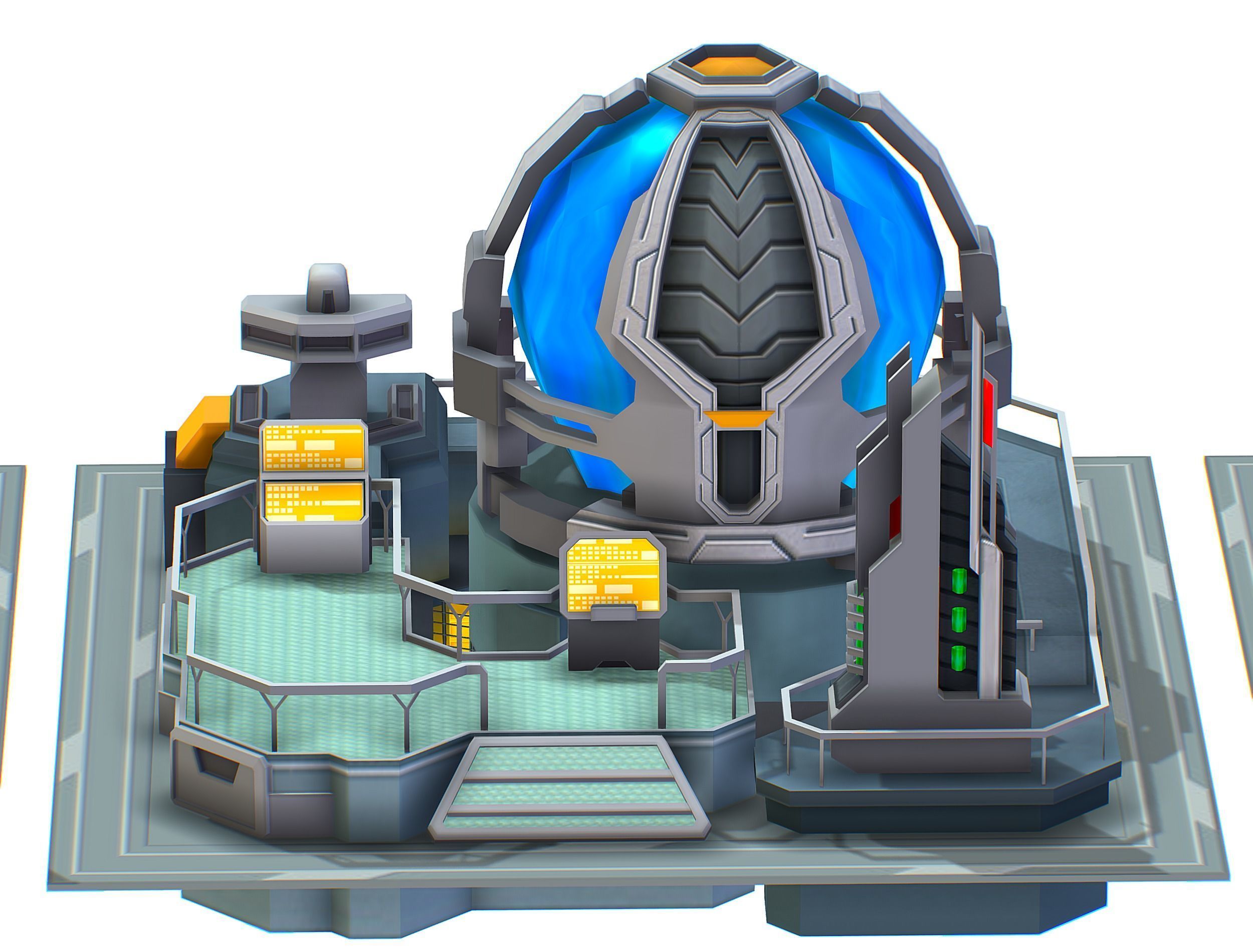 isometrical UFO radar platform station ALL Low-poly 3D model_7