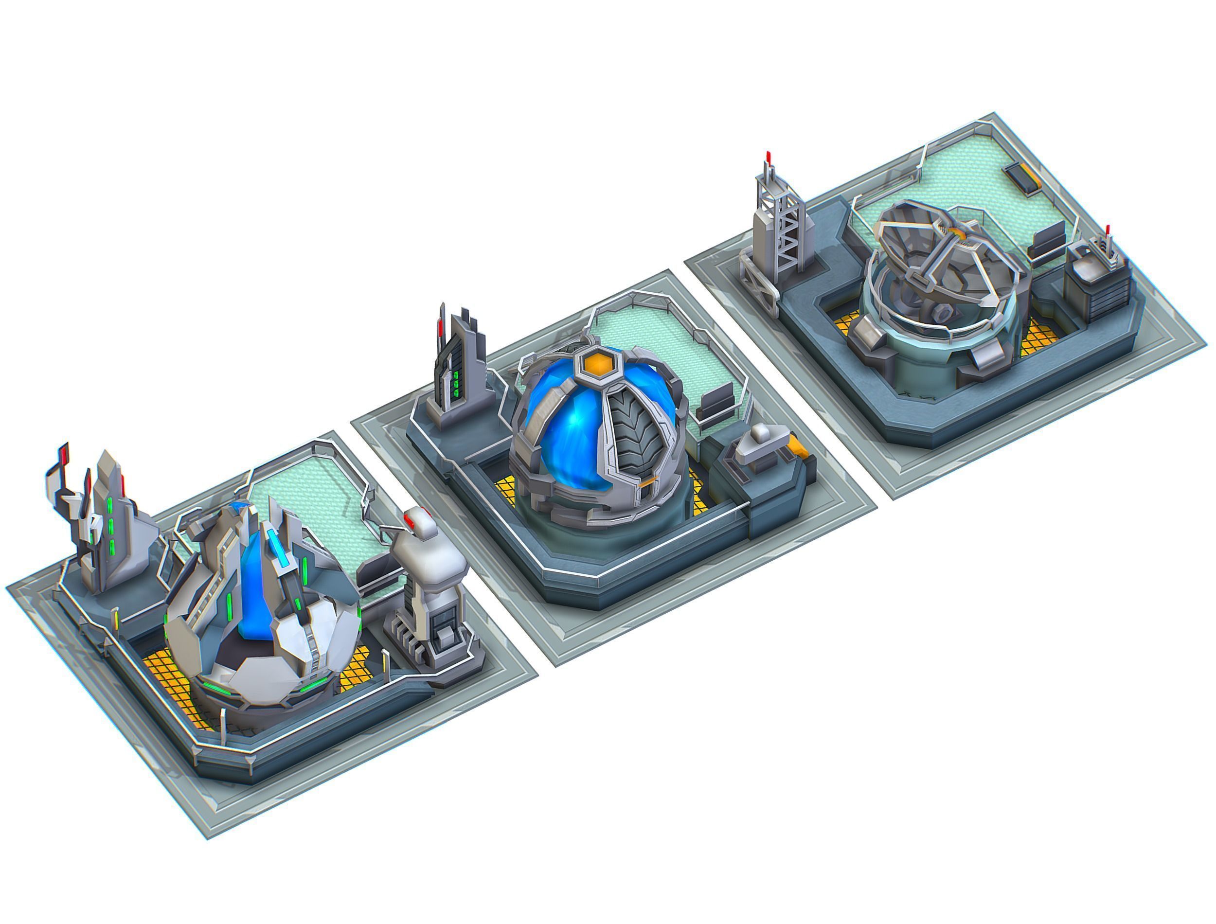 isometrical UFO radar platform station ALL Low-poly 3D model_5