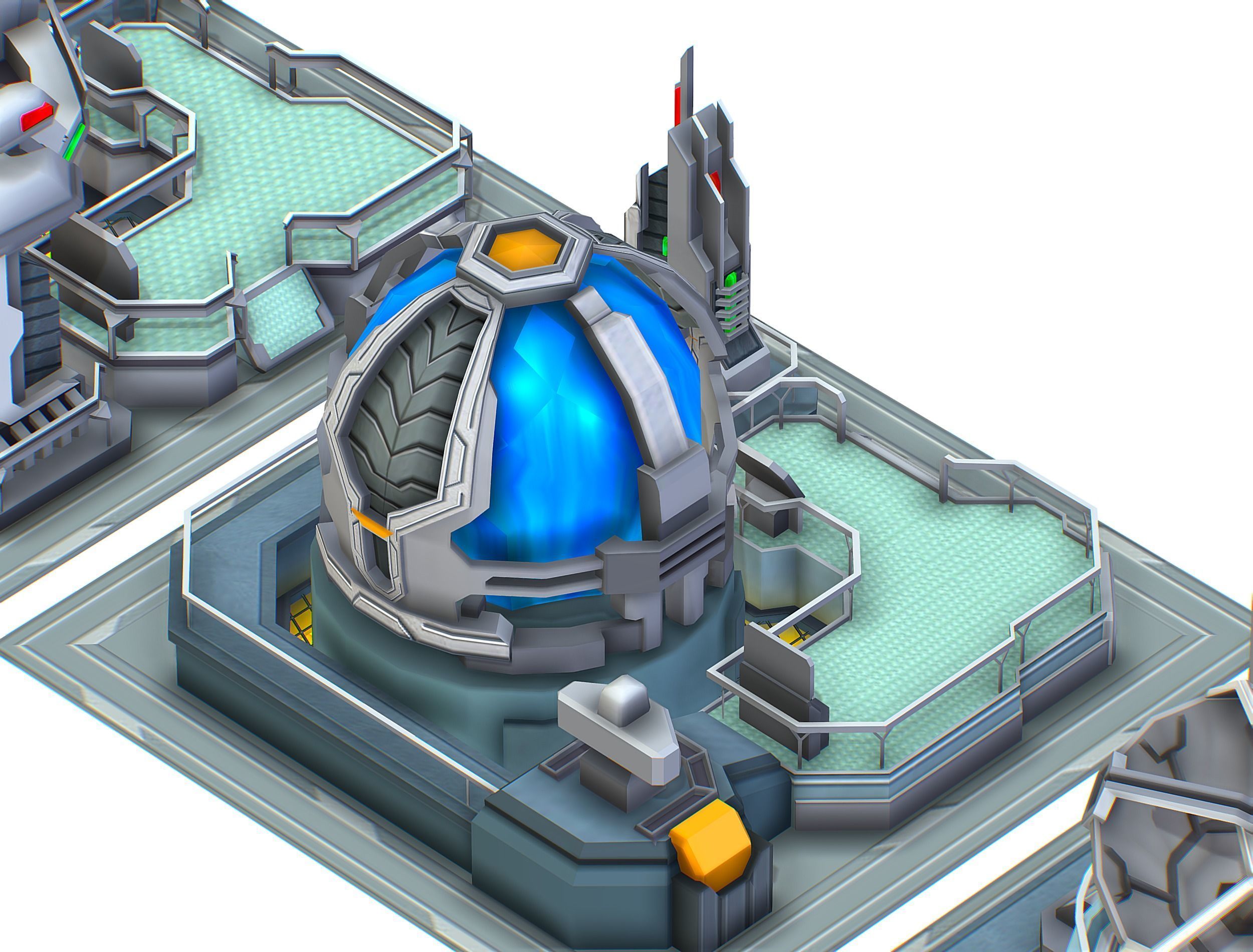 isometrical UFO radar platform station ALL Low-poly 3D model_15