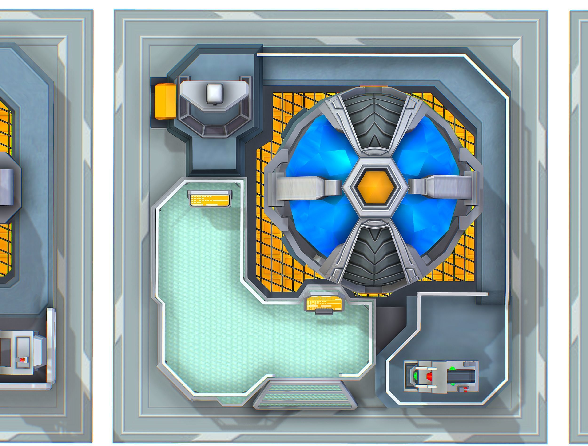 isometrical UFO radar platform station ALL Low-poly 3D model_22