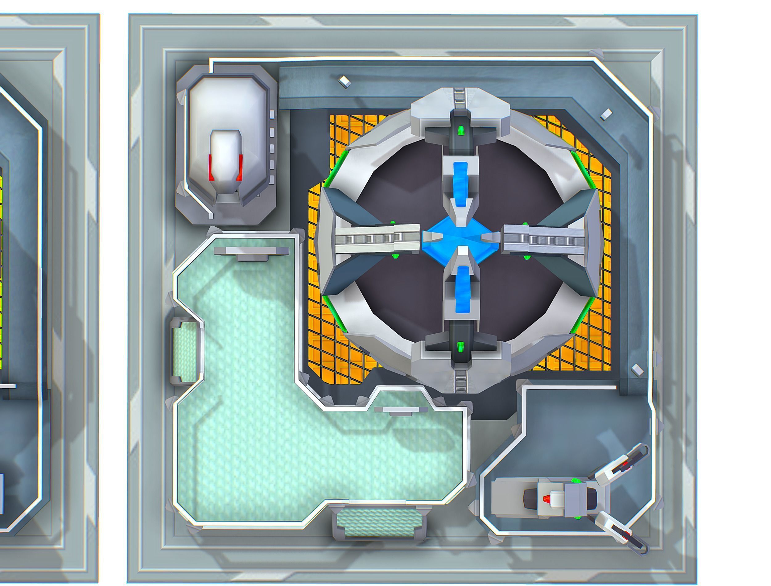 isometrical UFO radar platform station ALL Low-poly 3D model_21