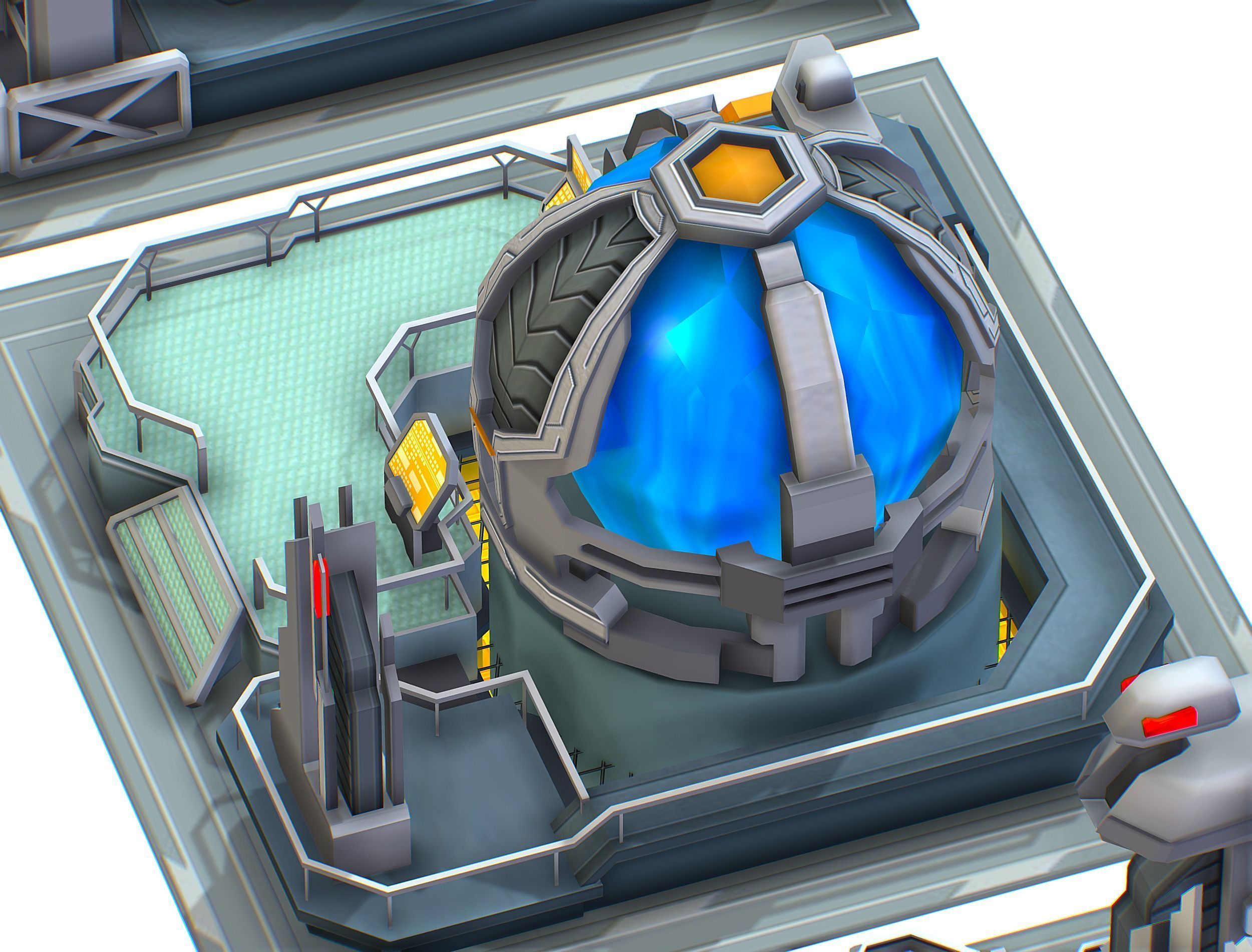 isometrical UFO radar platform station ALL Low-poly 3D model_13