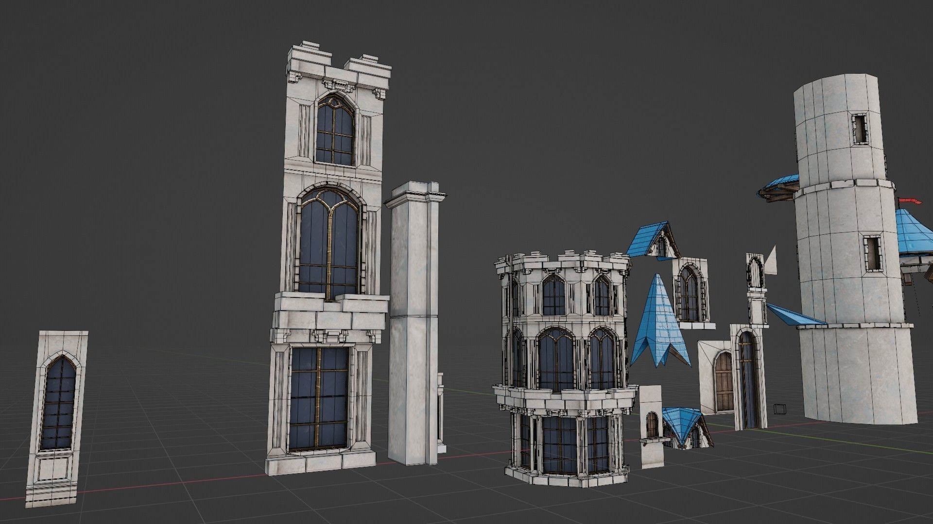 modular medieval building parts with 4k pbr textures  Low-poly 3D model_6