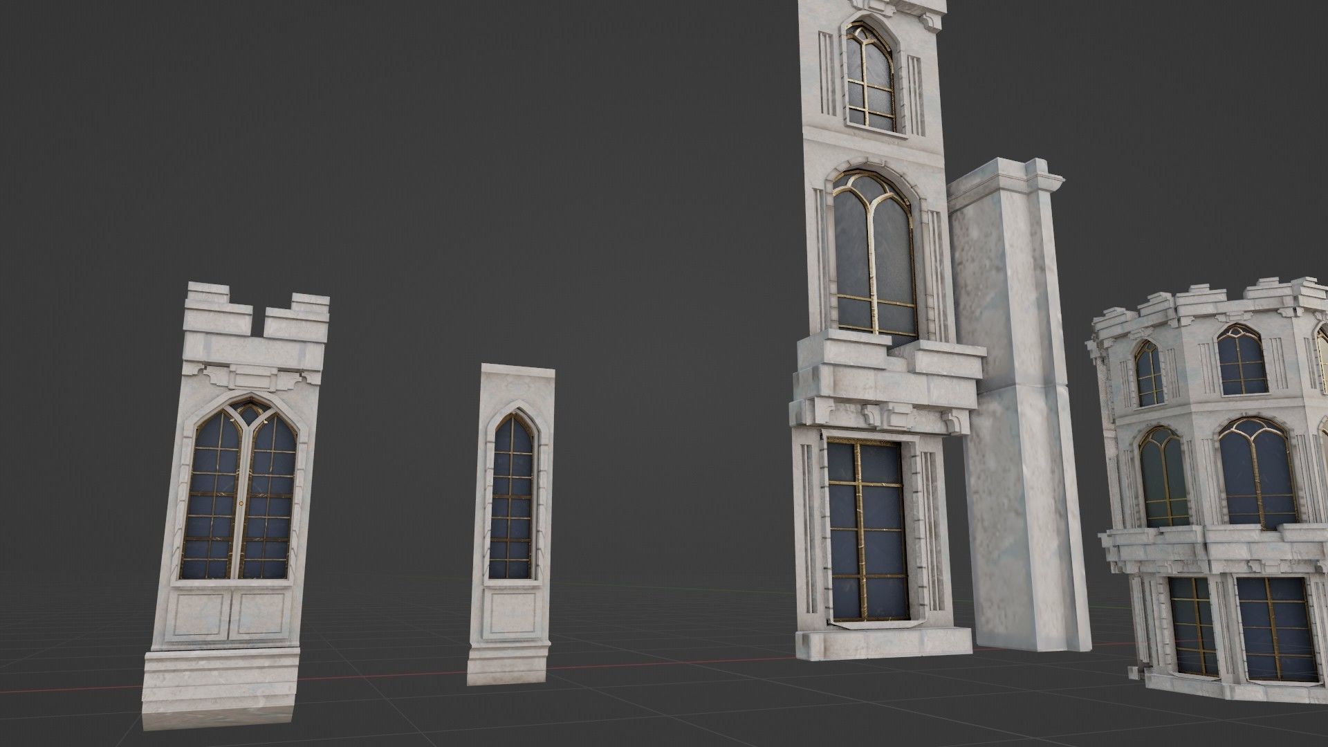 modular medieval building parts with 4k pbr textures  Low-poly 3D model_1