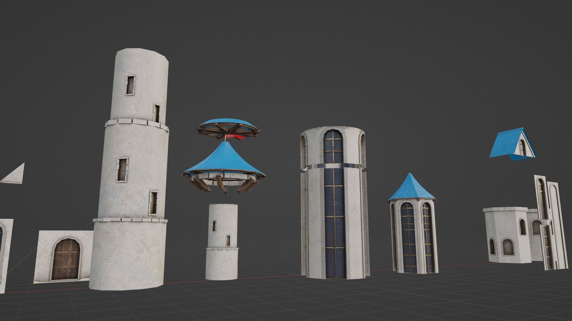 modular medieval building parts with 4k pbr textures  Low-poly 3D model_2