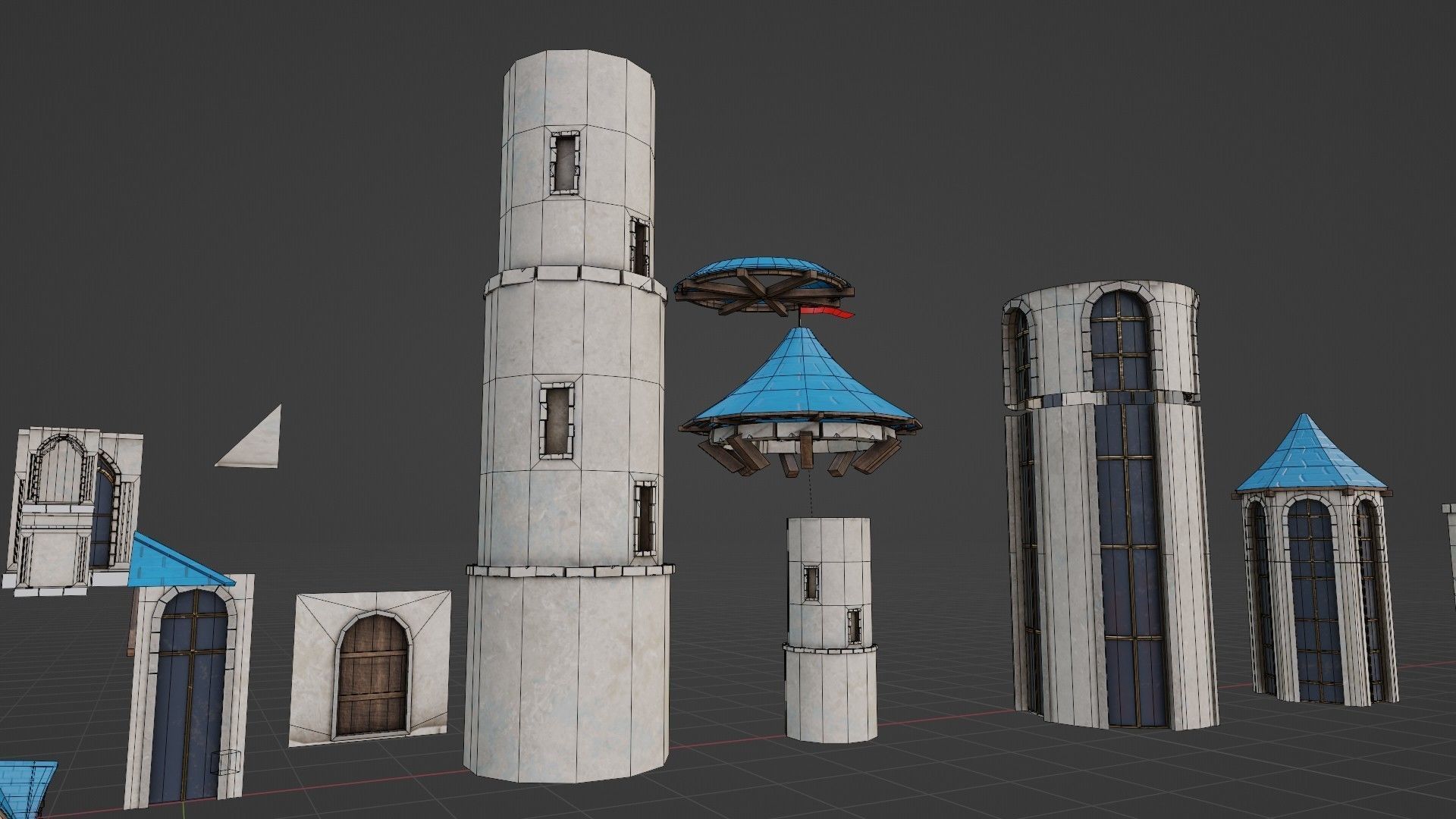 modular medieval building parts with 4k pbr textures  Low-poly 3D model_5
