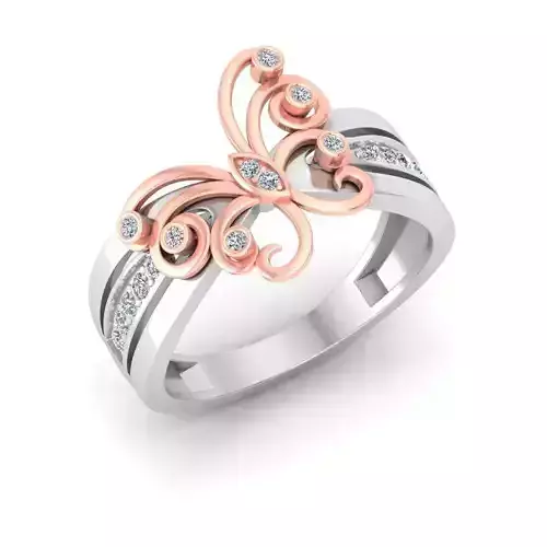 Solitaire Wedding Engagement Women butterfly Ring 