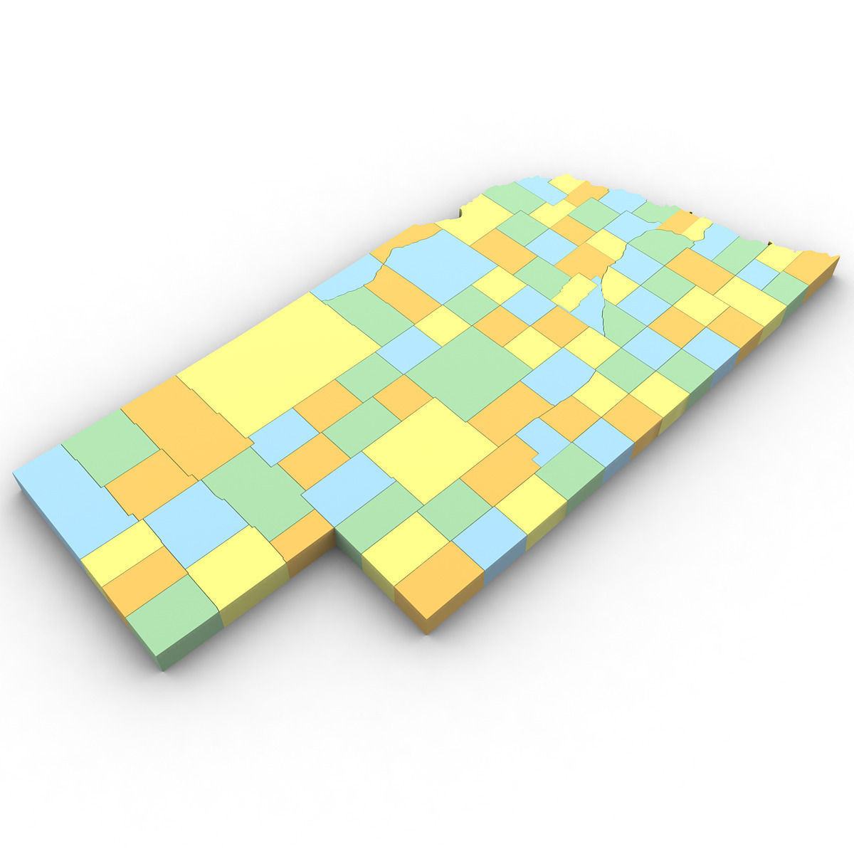 Nebraska Political Map 3D model_3