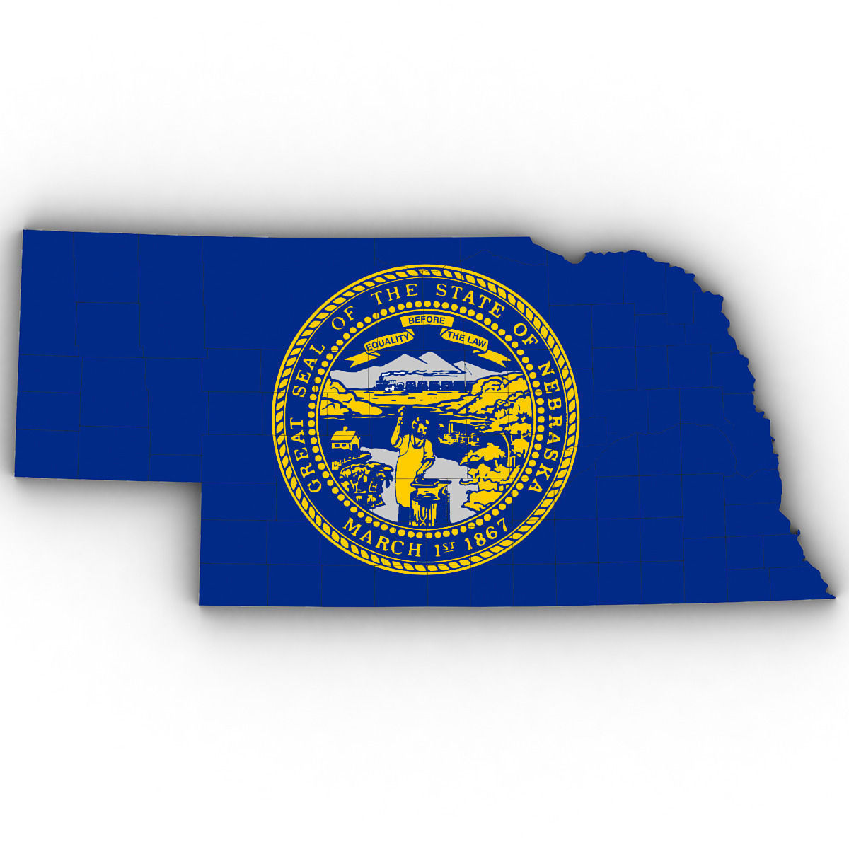 Nebraska Political Map 3D model_6