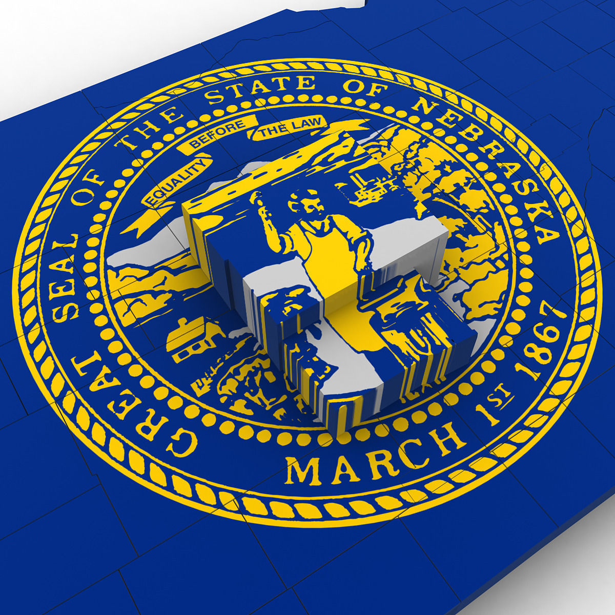 Nebraska Political Map 3D model_4
