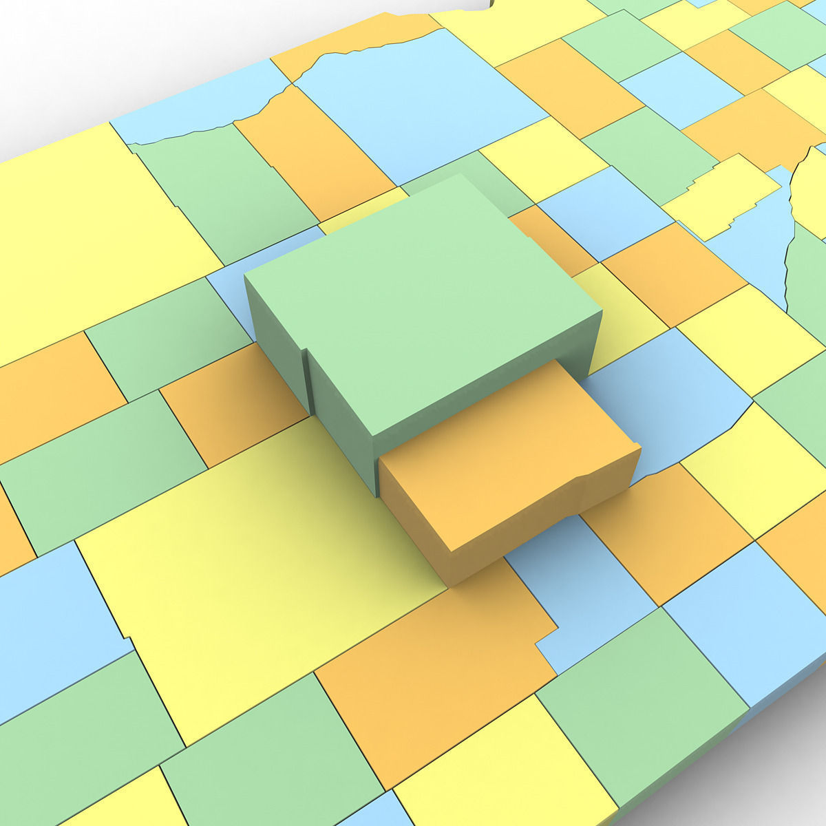 Nebraska Political Map 3D model_5