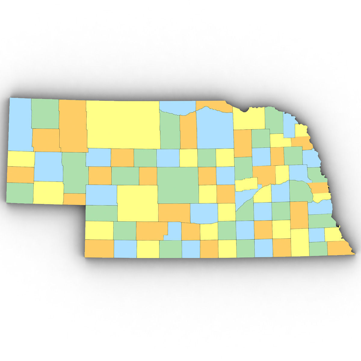 Nebraska Political Map 3D model_7