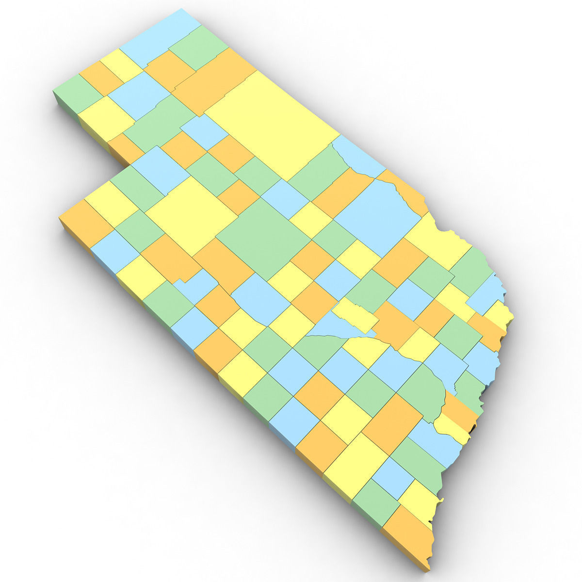 Nebraska Political Map 3D model_1