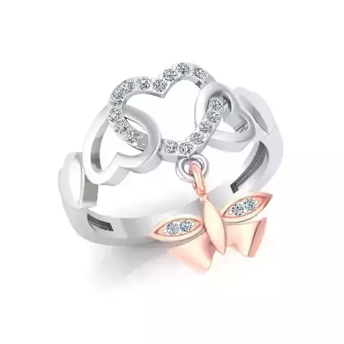 Solitaire Wedding Engagement Women Heart Butterfly Ring 