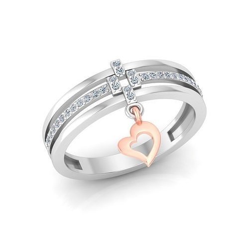 Solitaire Wedding Engagement Women Heart Band Ring  3D print model