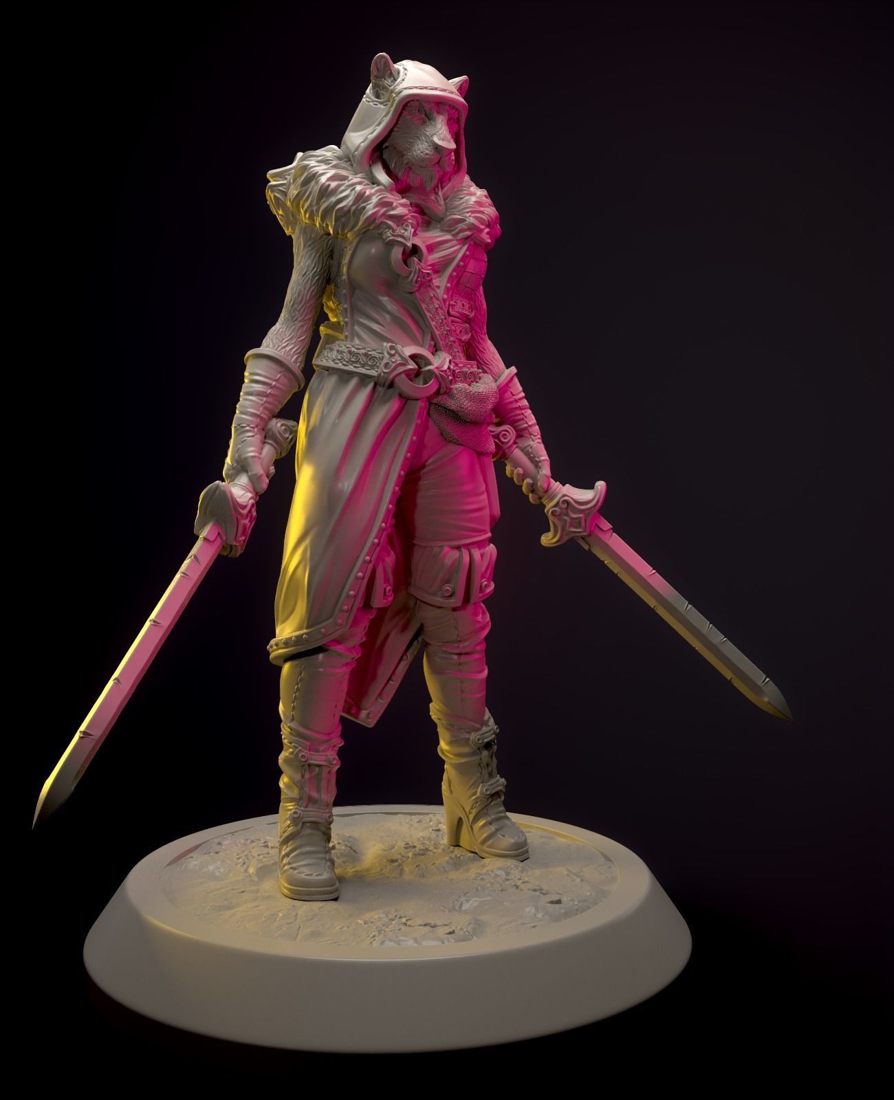 Lioness-headed duelist miniature  3D print model_1
