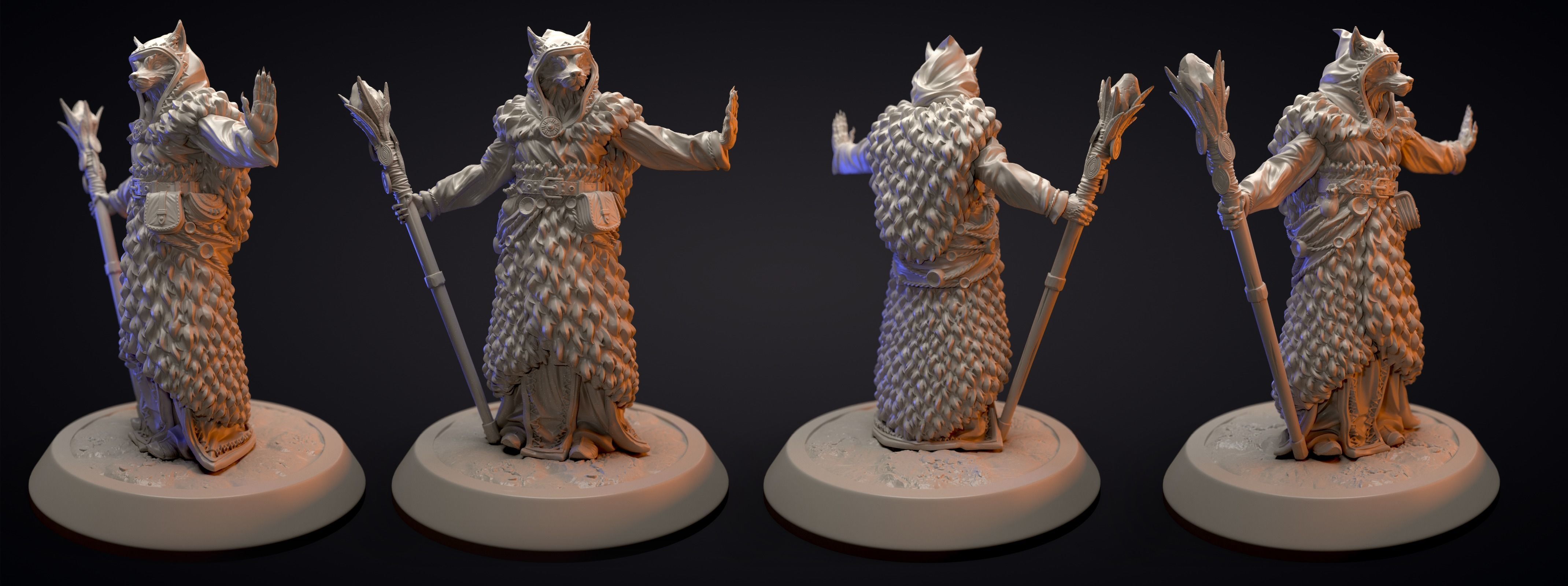 Fox-headed priest miniature  3D print model_2