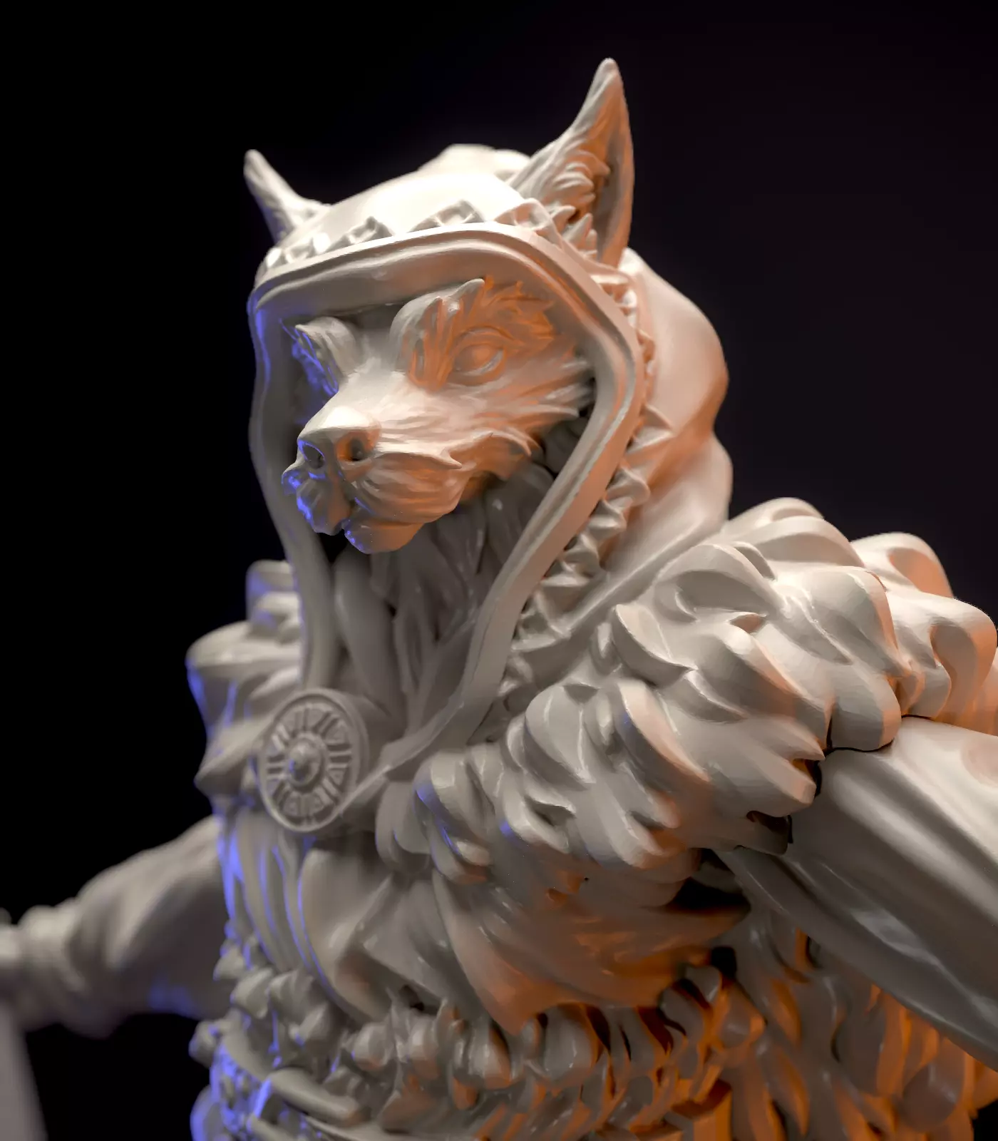 Fox-headed priest miniature  3D print model_0