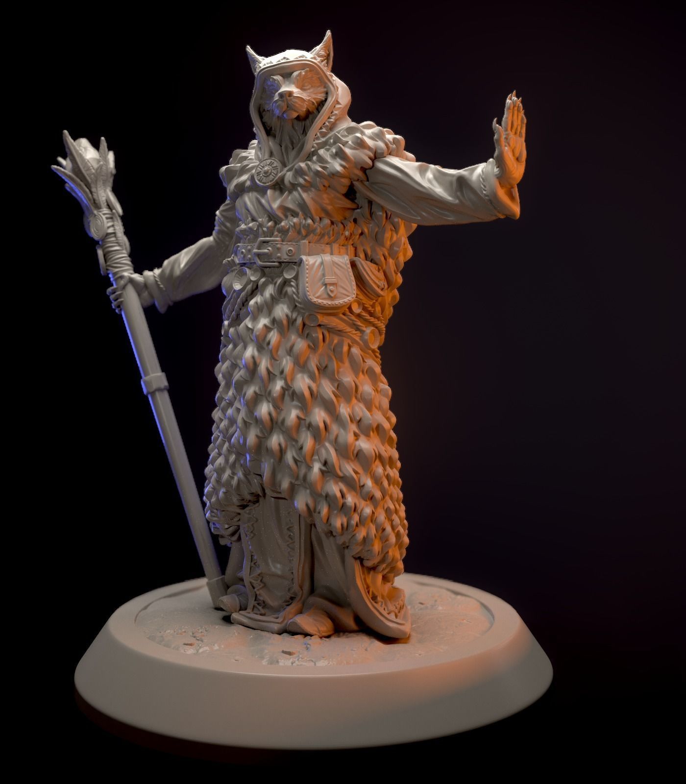 Fox-headed priest miniature  3D print model_1
