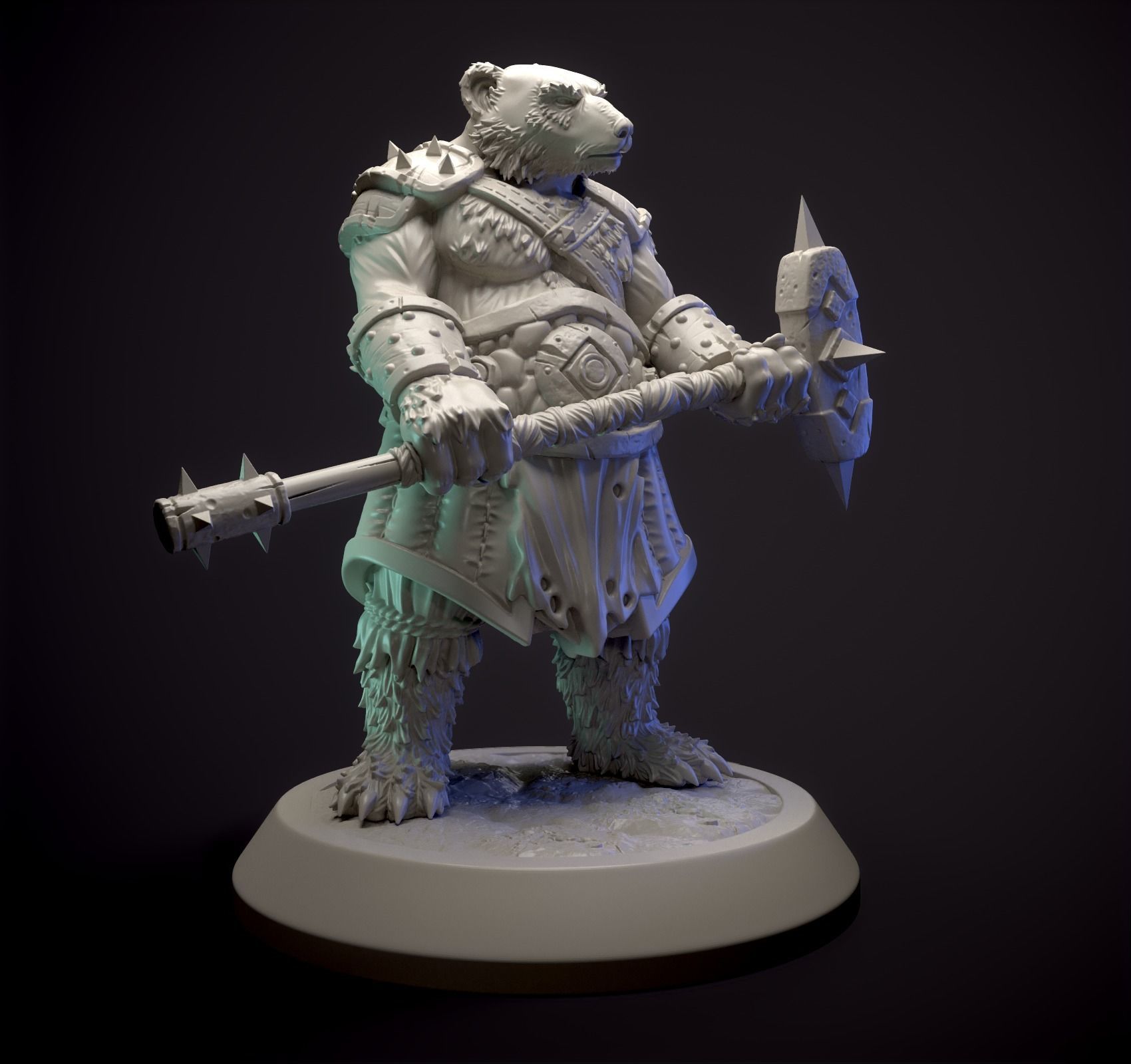 Polar bear-headed berserk miniature 3D print model_1