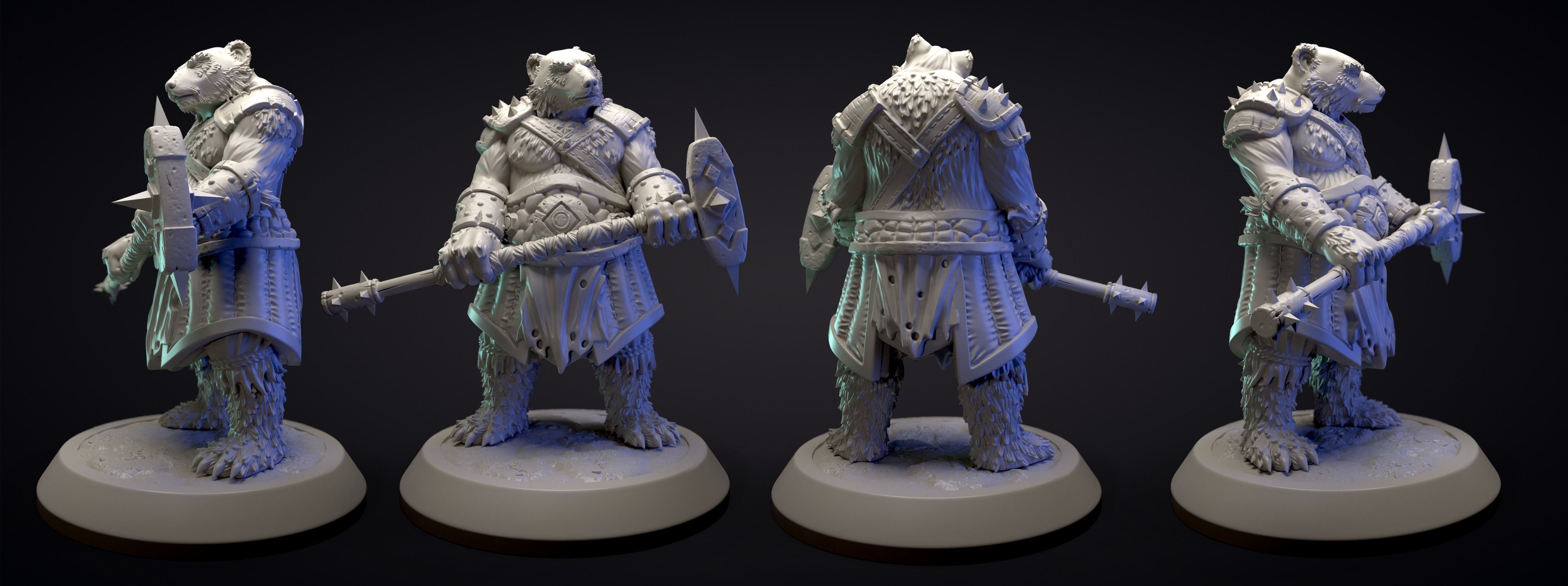 Polar bear-headed berserk miniature 3D print model_2