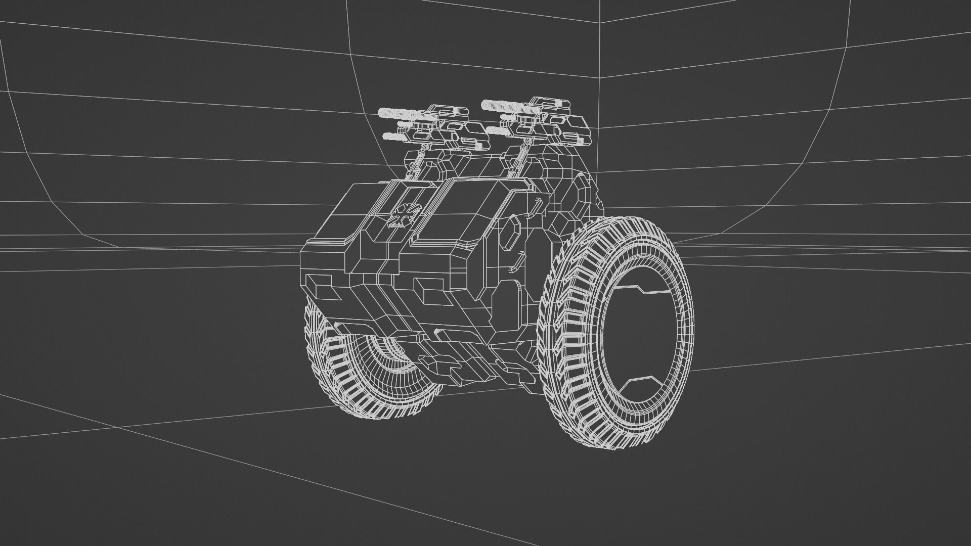 Game combat vahical Low-poly 3D model_1