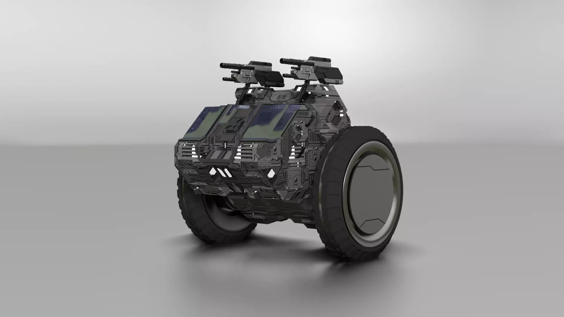 Game combat vahical Low-poly 3D model_0