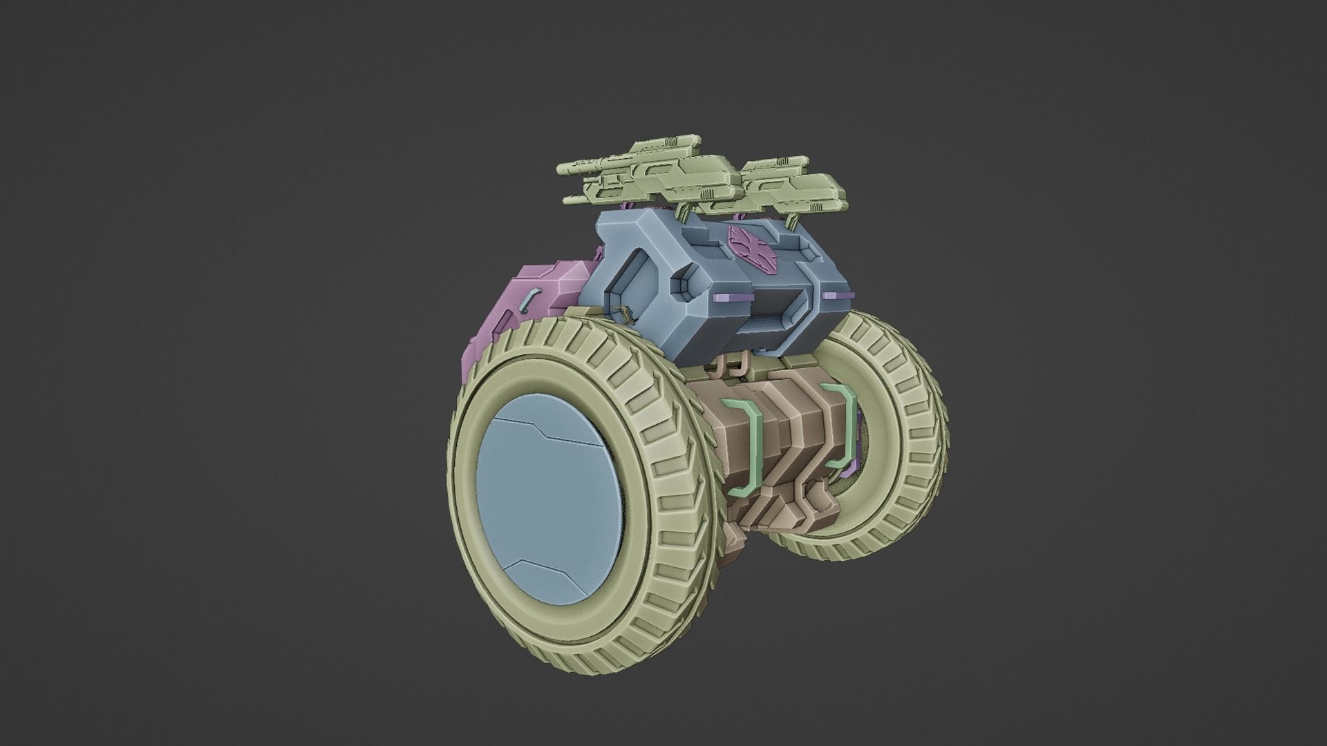 Game combat vahical Low-poly 3D model_16