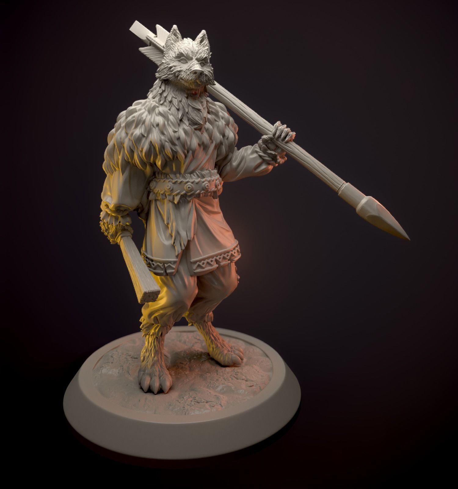 Wolf-headed ballist master miniature 3D print model_1