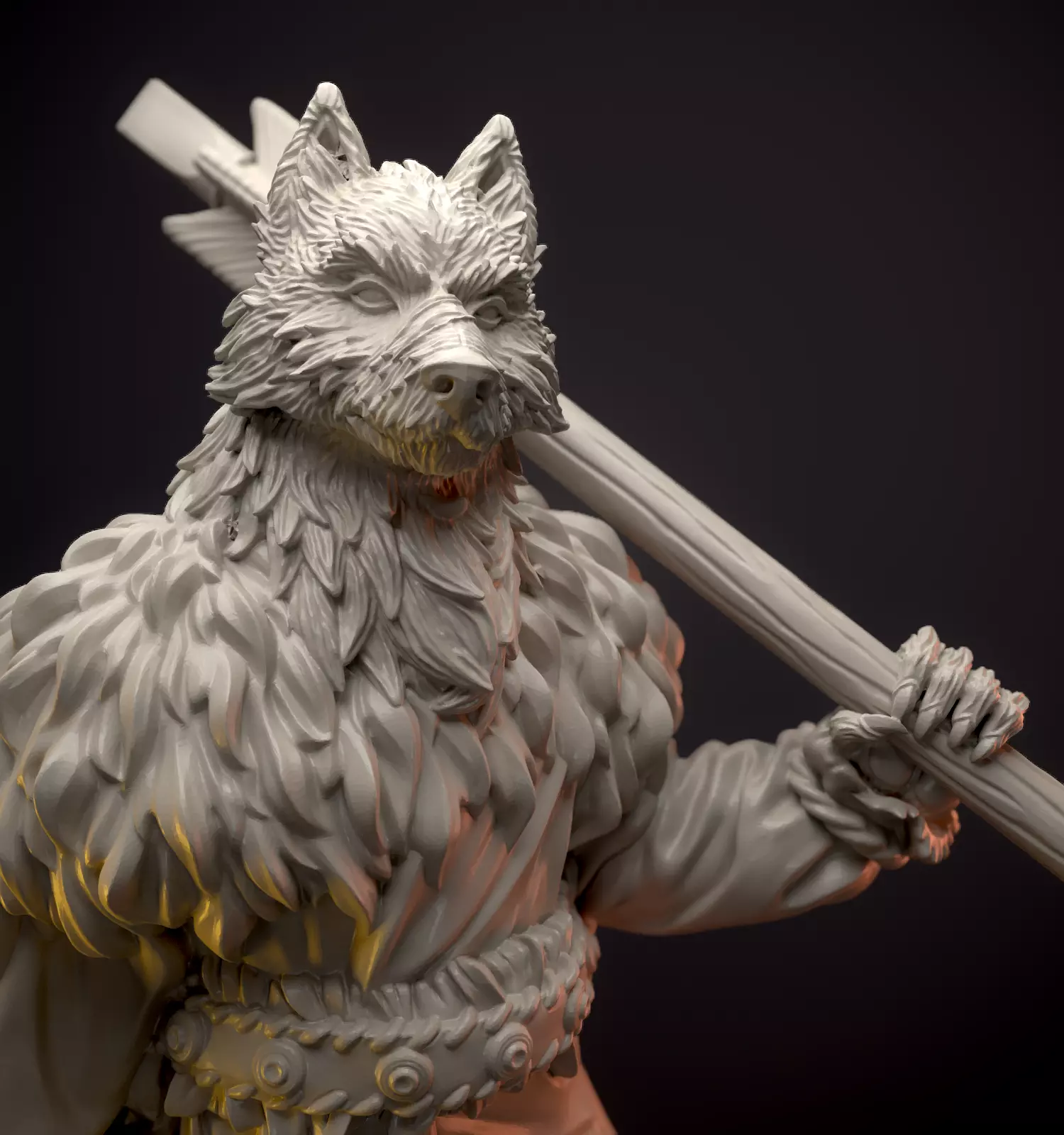 Wolf-headed ballist master miniature 3D print model_0