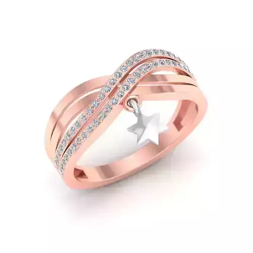 Solitaire Wedding Engagement Women Star Band Ring 