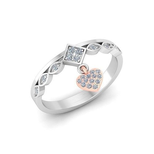 Solitaire Wedding Engagement Women Heart Band Ring  3D print model