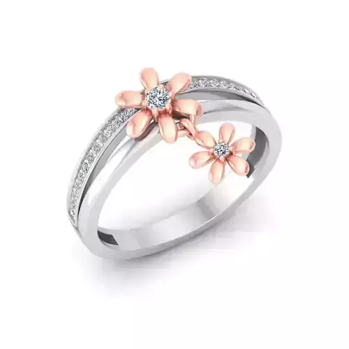 Solitaire Wedding Engagement Women Flower Band Ring 