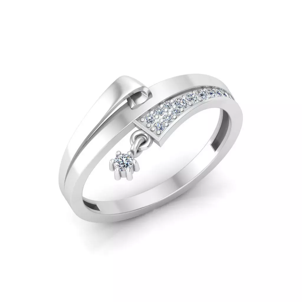 Solitaire Wedding Engagement Women Band Ring 3D print model_0
