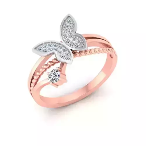 Solitaire Wedding Engagement Women butterfly Ring 