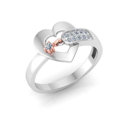 Solitaire Wedding Engagement Women Heart Band Ring  3D print model