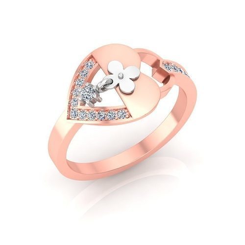 Solitaire Wedding Engagement Women Heart Band Ring  3D print model