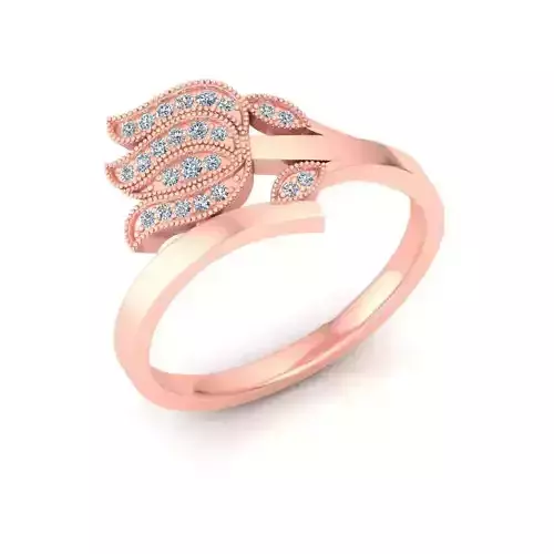 Solitaire Wedding Engagement Women Flower Lotus Ring 